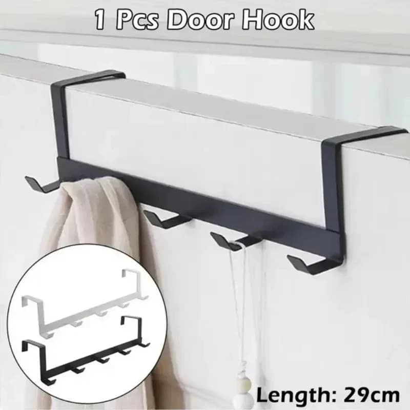 1 Piece Of Household Space Saving Five Hook Door Hanger Hook Easy To Install Modern Style Durable Jacket Storage Rack