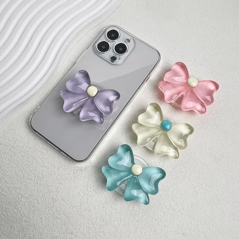 Cute Socket Talk Grip candy colored bow phone stand Lazy desktop folding stand small fresh bow phone grip