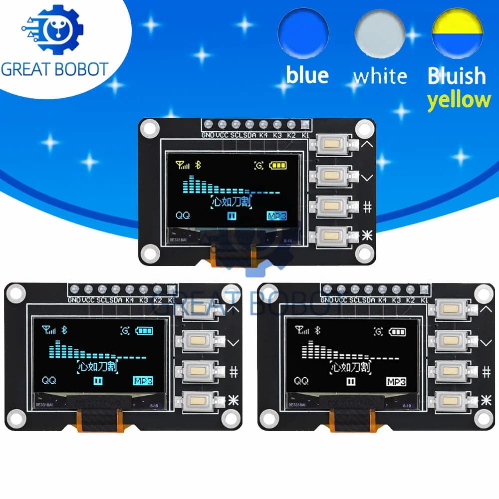 1~2pcs 0.96 inch OLED IIC White/Yellow Blue/Blue 12864 OLED Display with 4x4 key I2C SSD1315 LCD Screen Board for Arduino