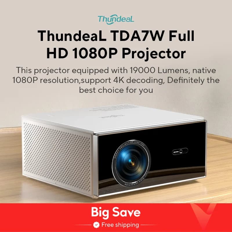 ThundeaL 2K 4K Full HD 1080P Projector TDA7W 2G 32G Android 13 WiFi 6 Home Theater TDA7 Beam Projector for Outdoor Meeting Video