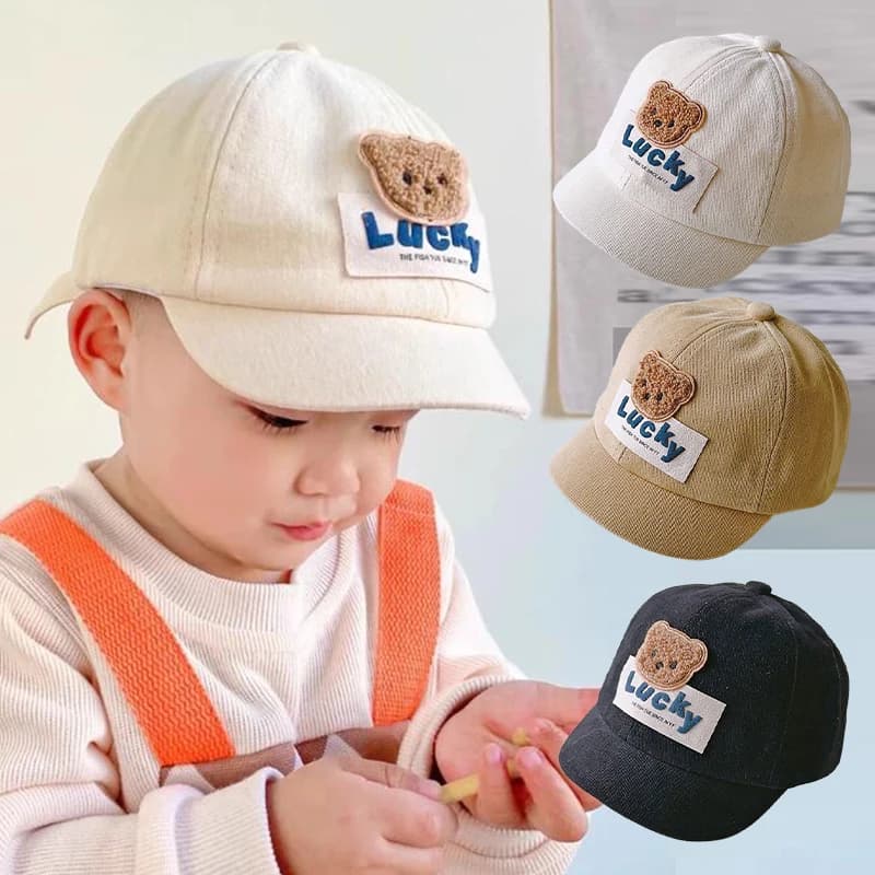 Korean Cartoon Bear Baby Baseball Cap Cute Baby Boy Girl Peaked Hat Spring Summer Soft Infant Toddler Sun Hats