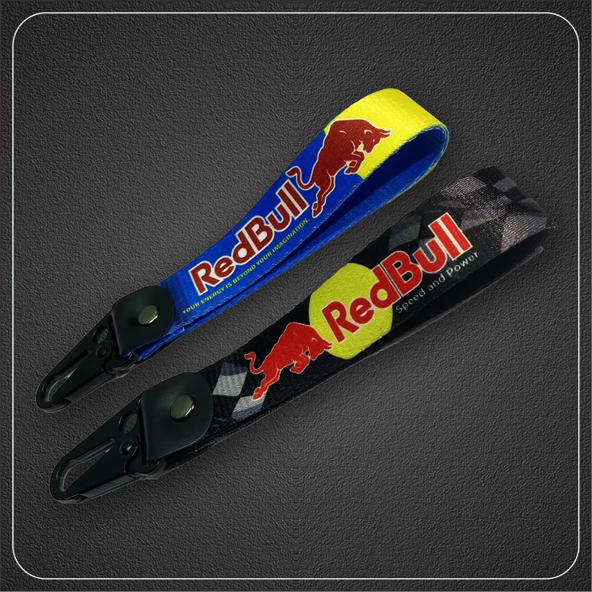 Embroidery Red Bull Key Chain Tag Strap Leather Accessories Keytag Racing Keychain
