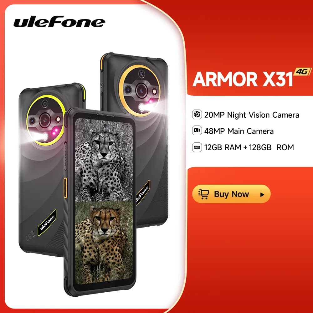 Ulefone Armor X31 4G Rugged Phone Android 14 Smartphone 6.56”12GB RAM 128GB ROM 48MP NFC Night Camera IR Blaster Global version