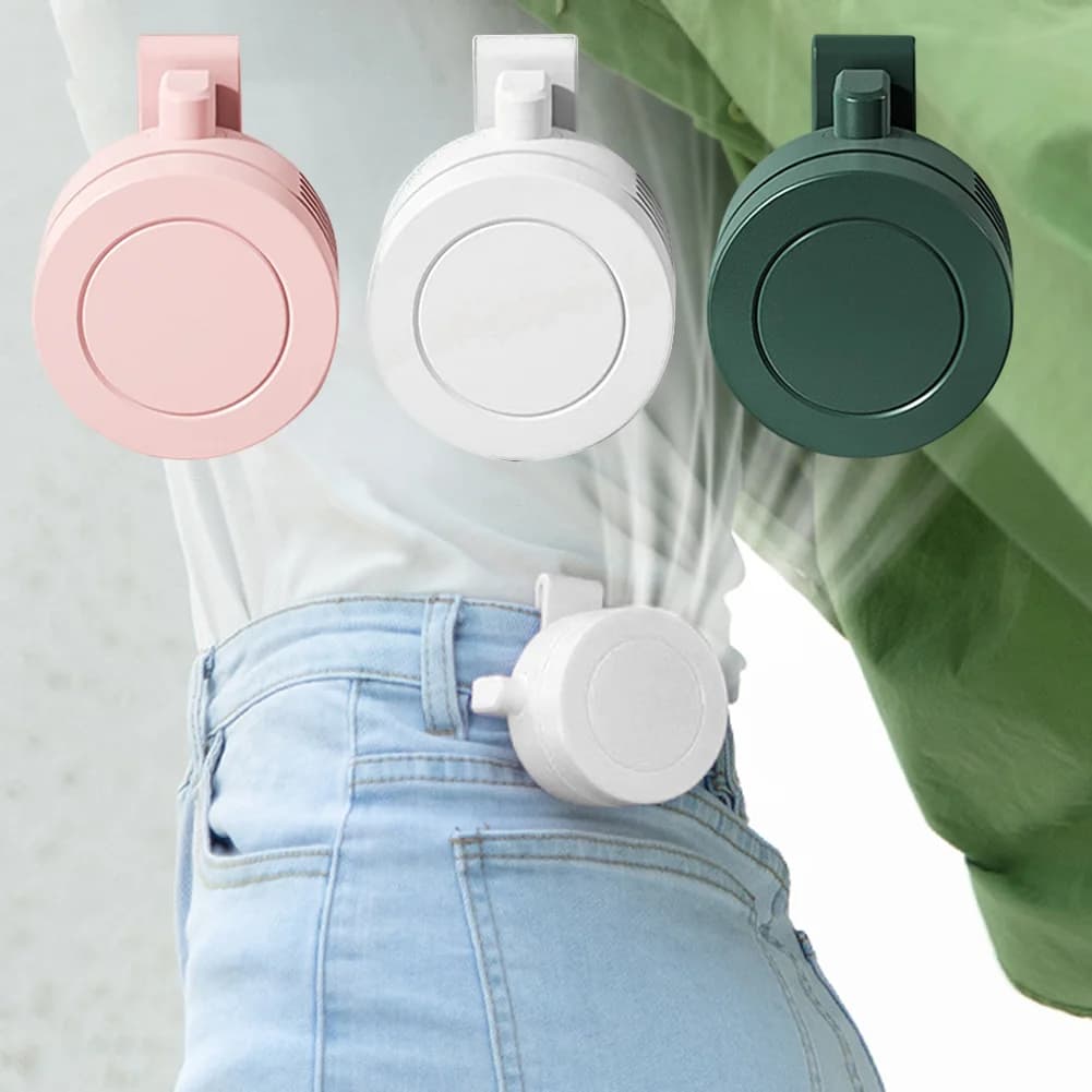 Mini Clip Fan Hanging Waist Neck Fan Girl Electric Air Cooling Fan 900mah USB Leafless Fan 3 Speeds Portable Cooler Air