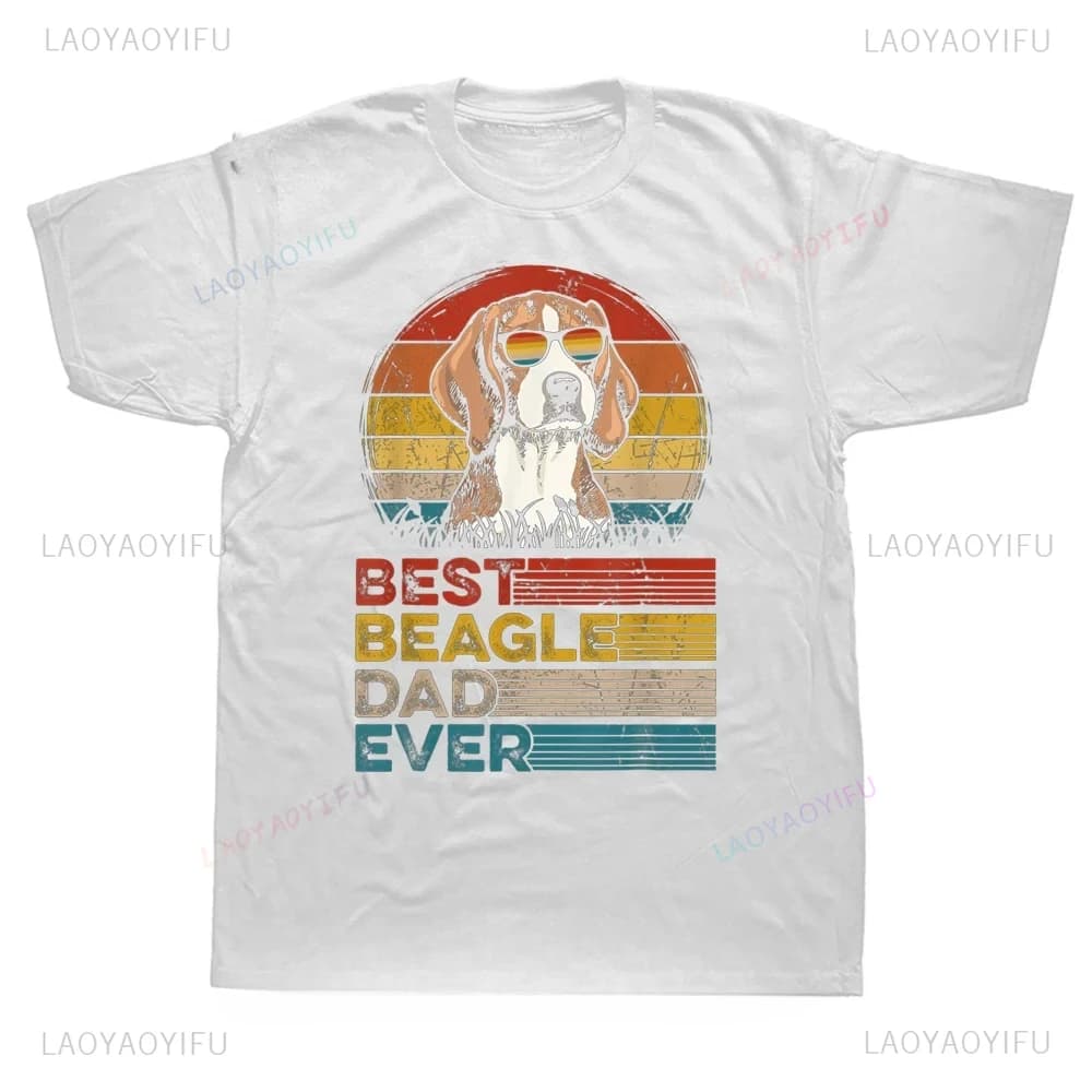 Best Beagle Dad Ever Puppy Dog Dad Graphic Printed Cartoon T Shirt Funny Dog Vintage Streetwear Short Sleeve Soft Man T-shirt