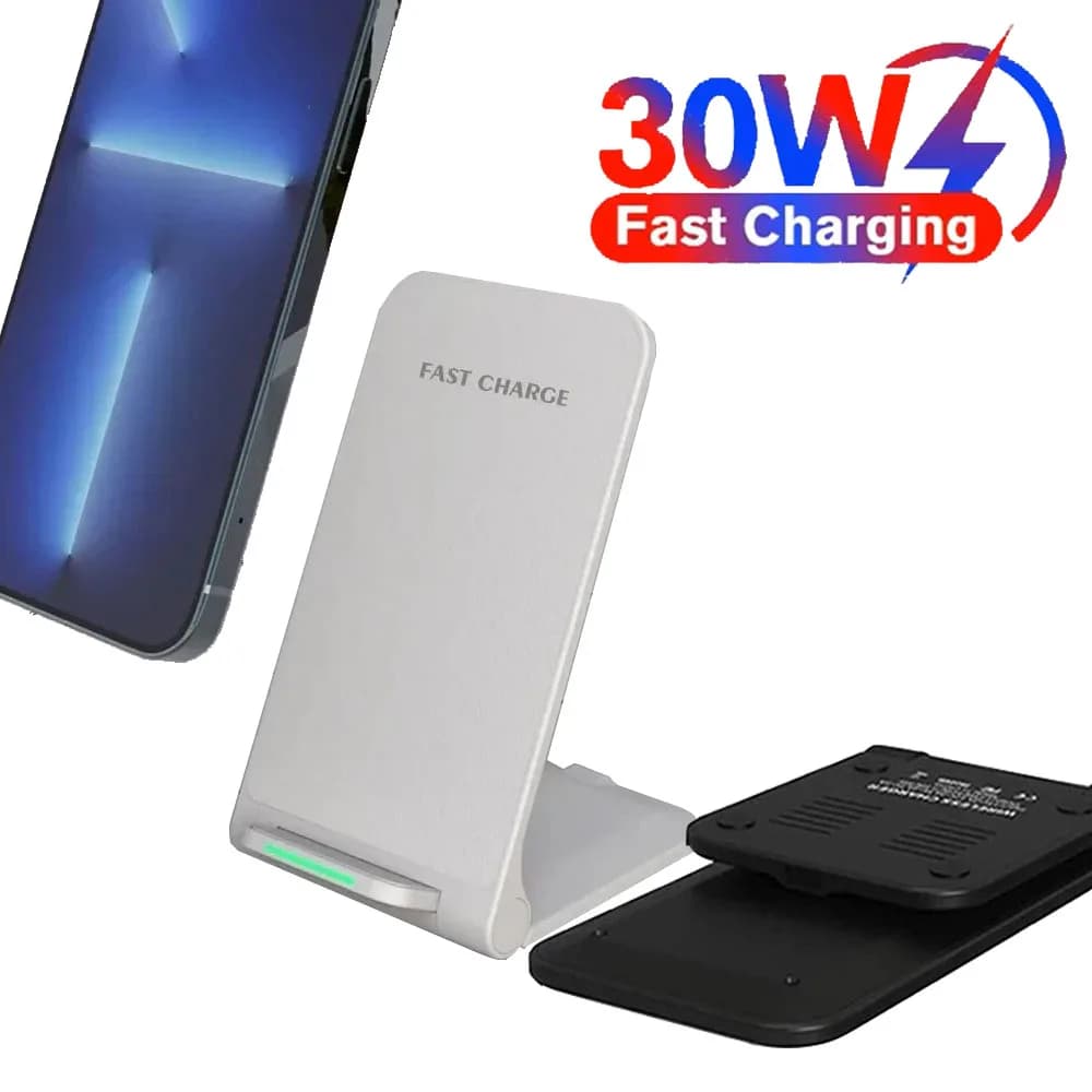 30W Wireless Charger For iPhone16 15 14 13 Pro Max 16Phone Stand Fast Charging Charger for Samsung Note 20/10 S21 Ultra Foldable