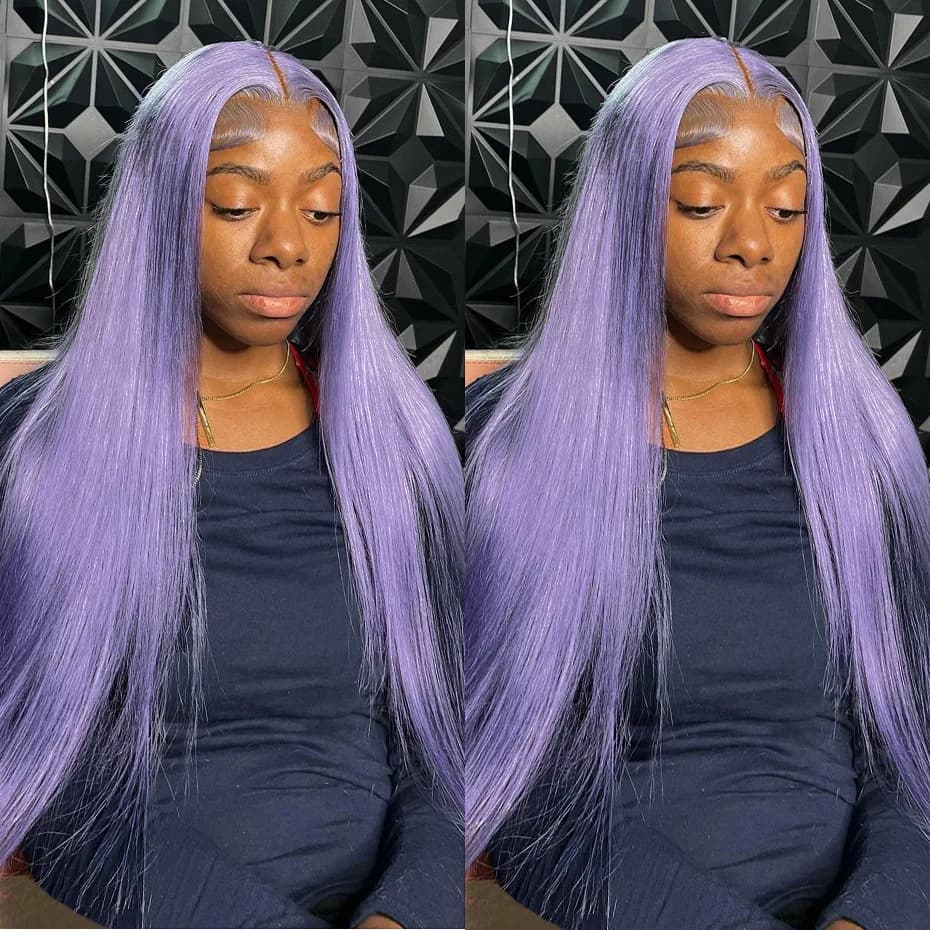 13x6 Purple Lace Front Human Hair Wig Brazilian 613 Blonde Pink Grey Lace Frontal Wig Straight Mint Green Colored Body Wave Hair