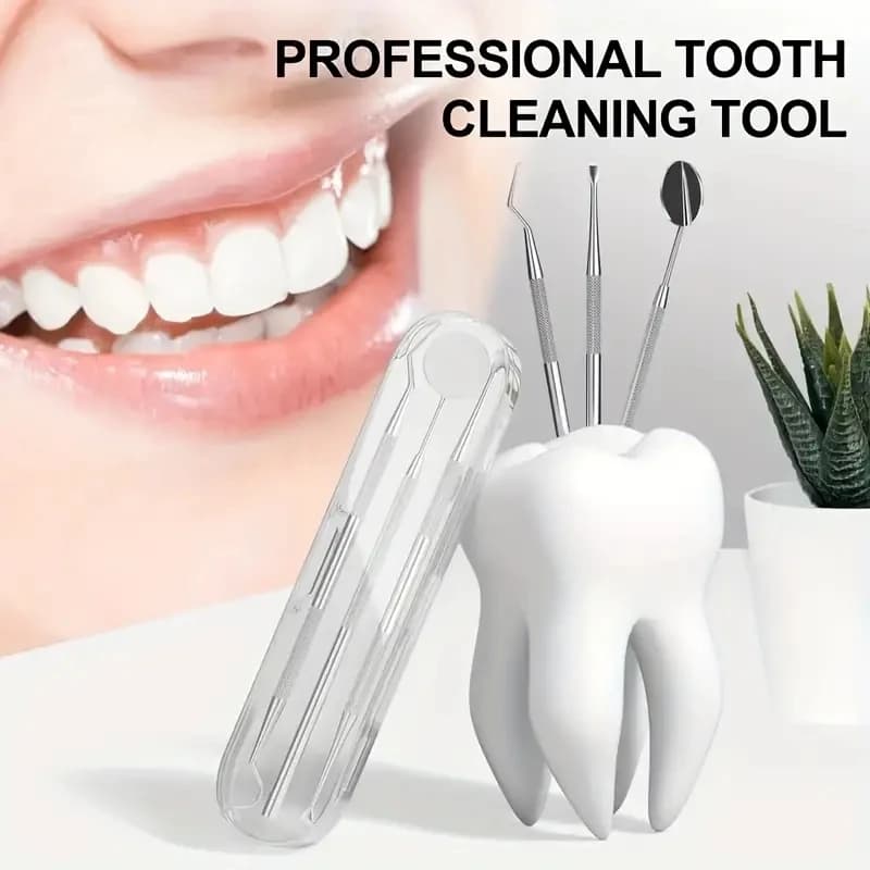 3PCS Stainless Steel Dental Tool Set Dental Oral Care Endoscopic Cleaning Calculus Remover Tooth Stains And Tartar
