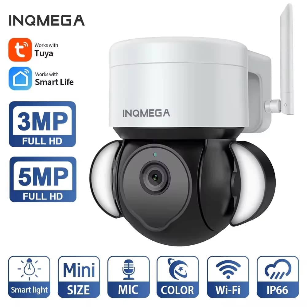 INQMEGA 5MP TUYA Camera Smart Cloud Video Surveillance Camera Outdoor WIFI Auto Tracking Google Home Alexa Camera CCTV PTZ Cam