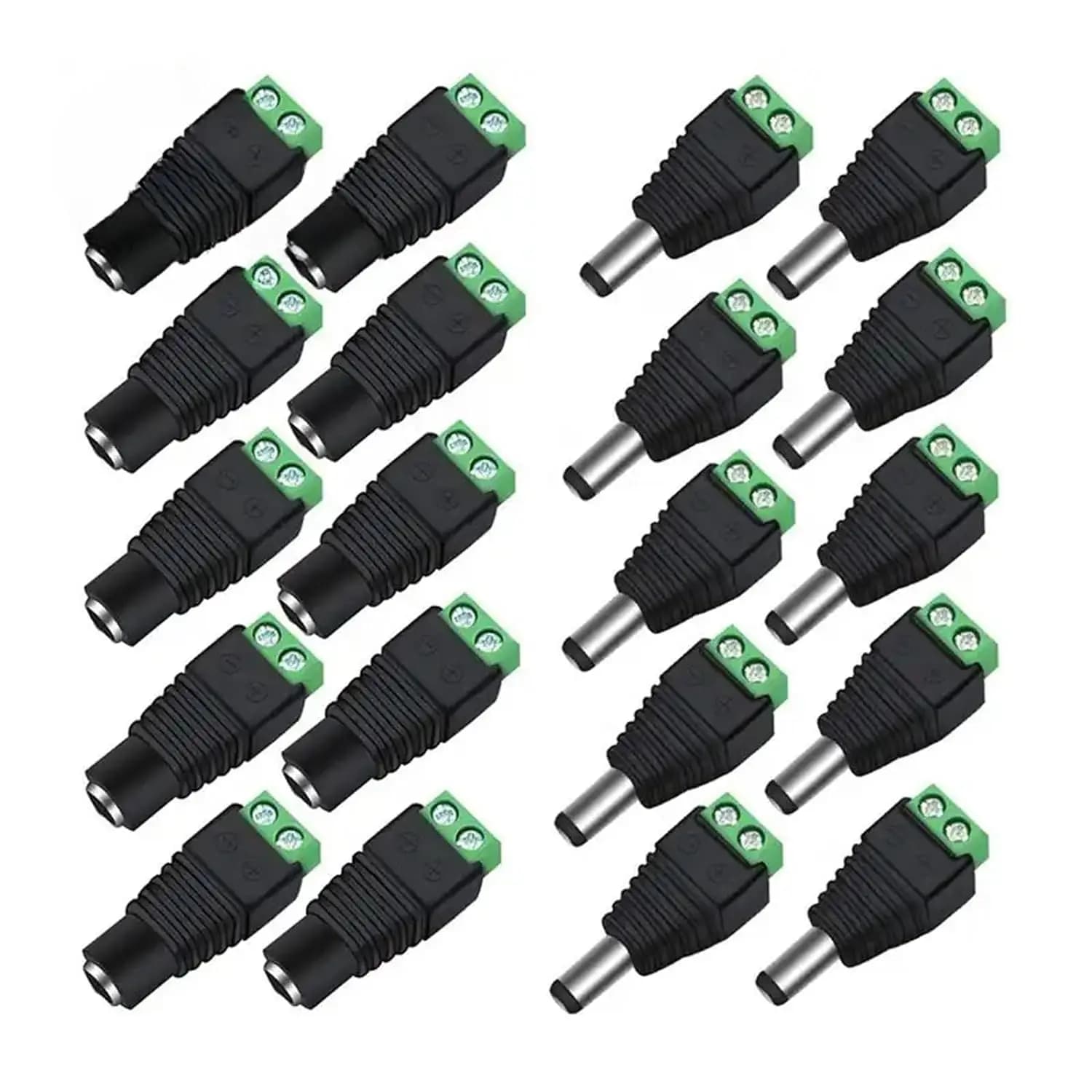 10/20/30 Pairs 12V DC Power Connector 5.5mm x 2.1mm, (10 x Male + 10 x Female) Power Jack Plug Barrel Adapter,DC Power Connector