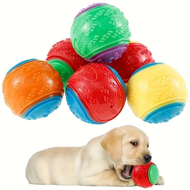 6Pcs Squeaky Balls Toys Dogs Interactive Toys TPR Dog Chew Toy for Dog Pet Teeth Cleaning Bite Resistance Pet Supplies