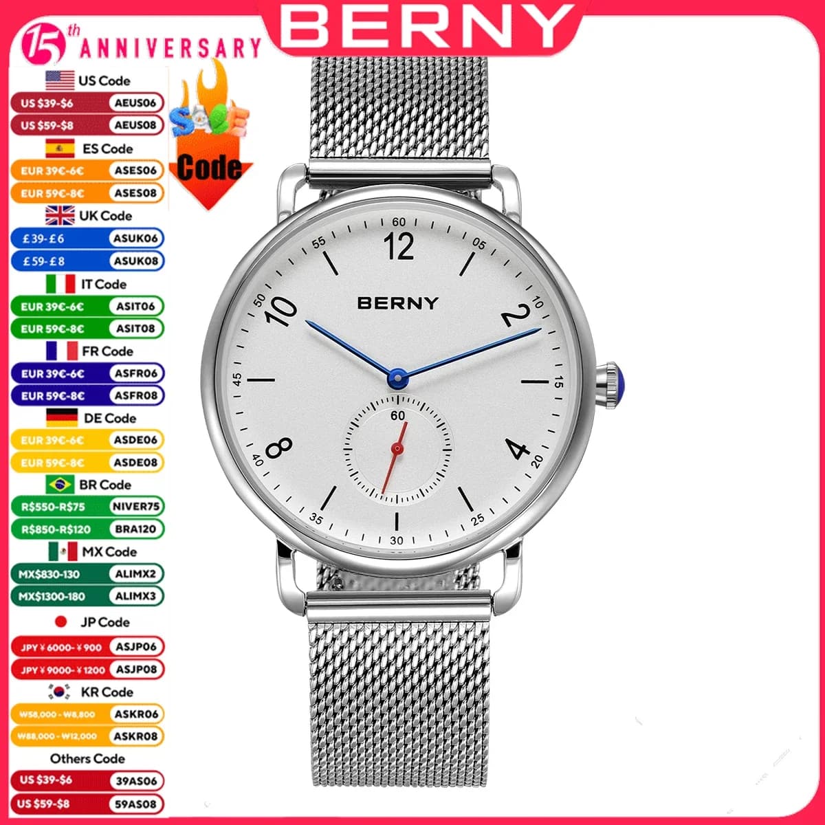 BERNY Men Watch Quartz Wristwatch for Men Simple Ultra-thin Dial Men's Watch Stainless steel Casual Quartz Men's Wristwatch