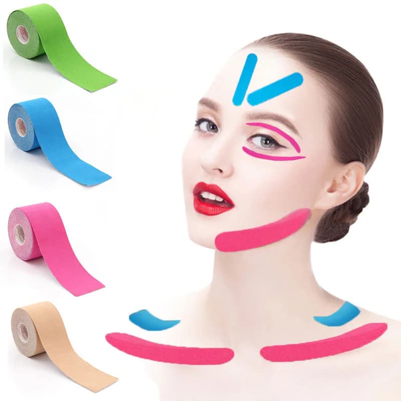 V Line Lifting Tape:High Elasticity,Breathable, Suitable for Eye, Nasolabial Folds-Facial Correction Stickers -0.98*196.85 inch