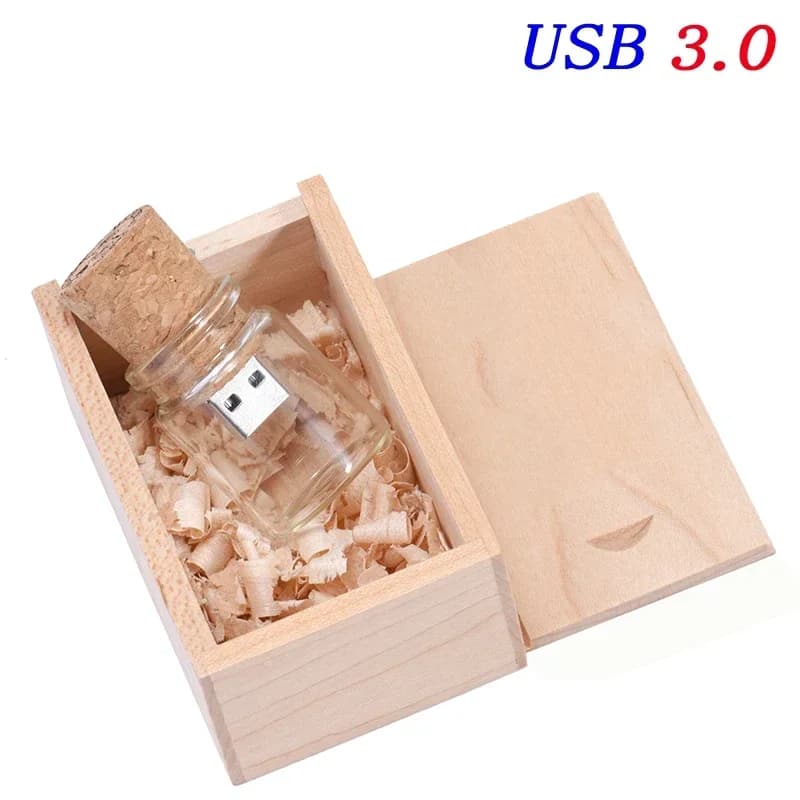 Photography Gift Box USB 3.0 New Floating Bottle Pendrive 32GB 64GB Glass Wish Bottles Flash Drive U Disk Wedding Gift Free Logo