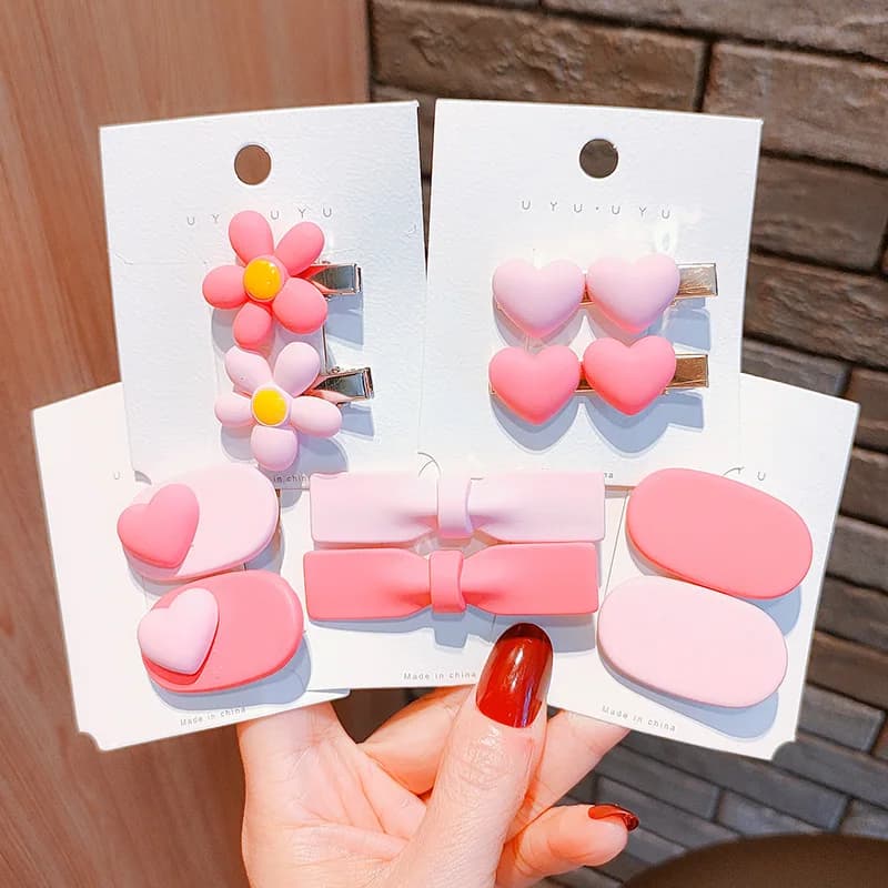 New Fashion Fine Pink Color Flower Geometry Bow Tie Hairpin for Women Girl Hair Accessories Headdress