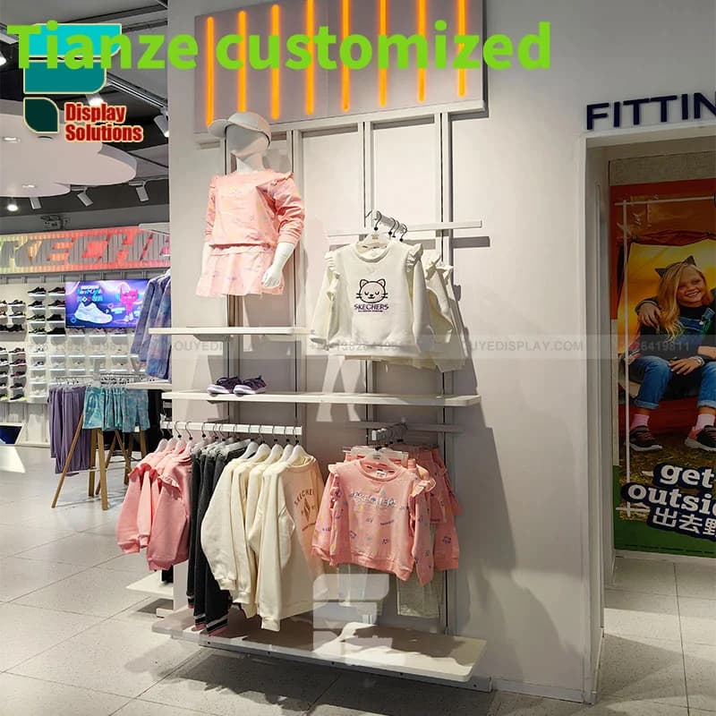 {customized}Retail Clothing Store Fixtures Cloth Store Interior Design Store Shelves Clothes Display Racks Boutique