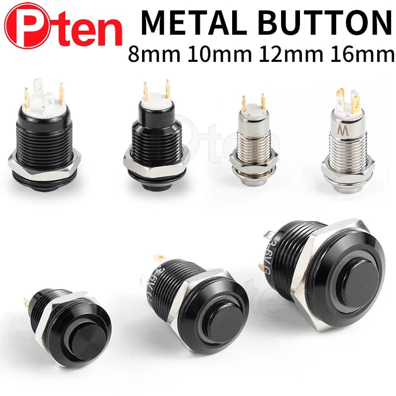 8 10 12 16 mm high head small Waterproof Metal Push Button Switch LED Light Self-locking/Self-reset 3/6/12/24/110/220V