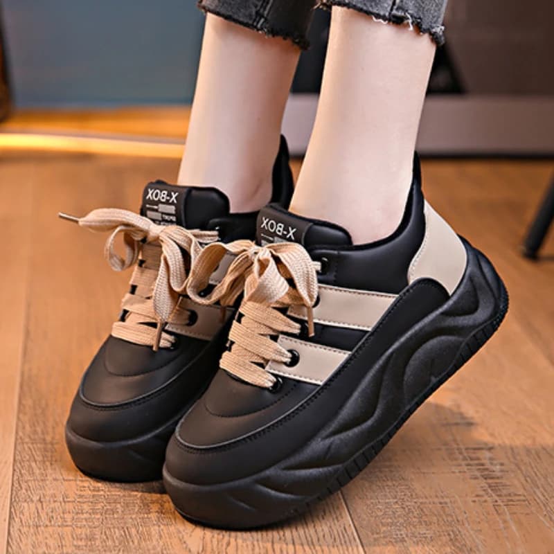 Leather Shoes for Women Retro 2024 Autumn New Korean Style Sneakers Student Thick Sole Flat Lace Up Anti Slip Casual Sport Shoes