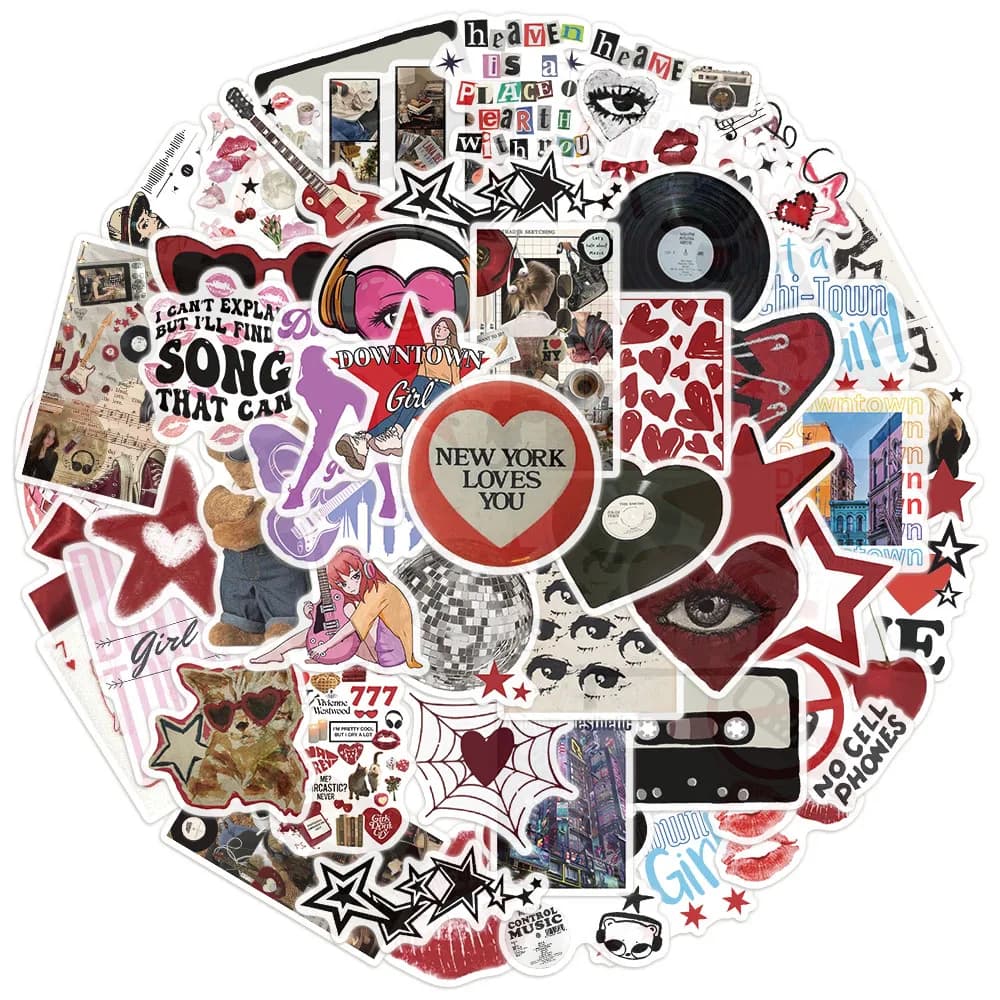 50/100PCS Downtown Y2K Girls Stickers Trendy Guitar Suitcase Phone Case Laptop Decoration Waterproof Stickers