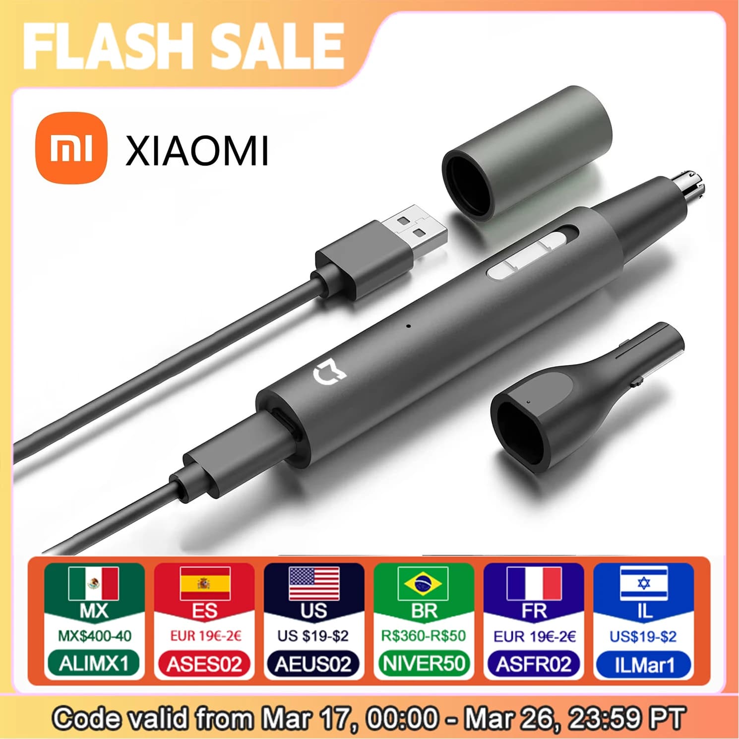 Xiaomi Mijia Electric Nose Ear Hair Trimmer for Men Painless Rechargeable Sideburns Eyebrows Beard 3 in 1 Hair Clipper Shaver