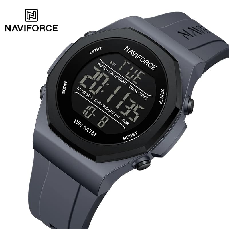 NAVIFORCE Creative Multifunction Male Wristwatches Silicone Strap LCD Display Electronic Watches for man Casual Wild Male Clocks