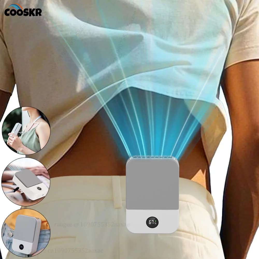 Waist Fan Portable Waist Clip Fan 2000mAh Rechargeable Hanging Neck Fan Wearable Fan With Adjusted Lanyard for Outdoor Camping