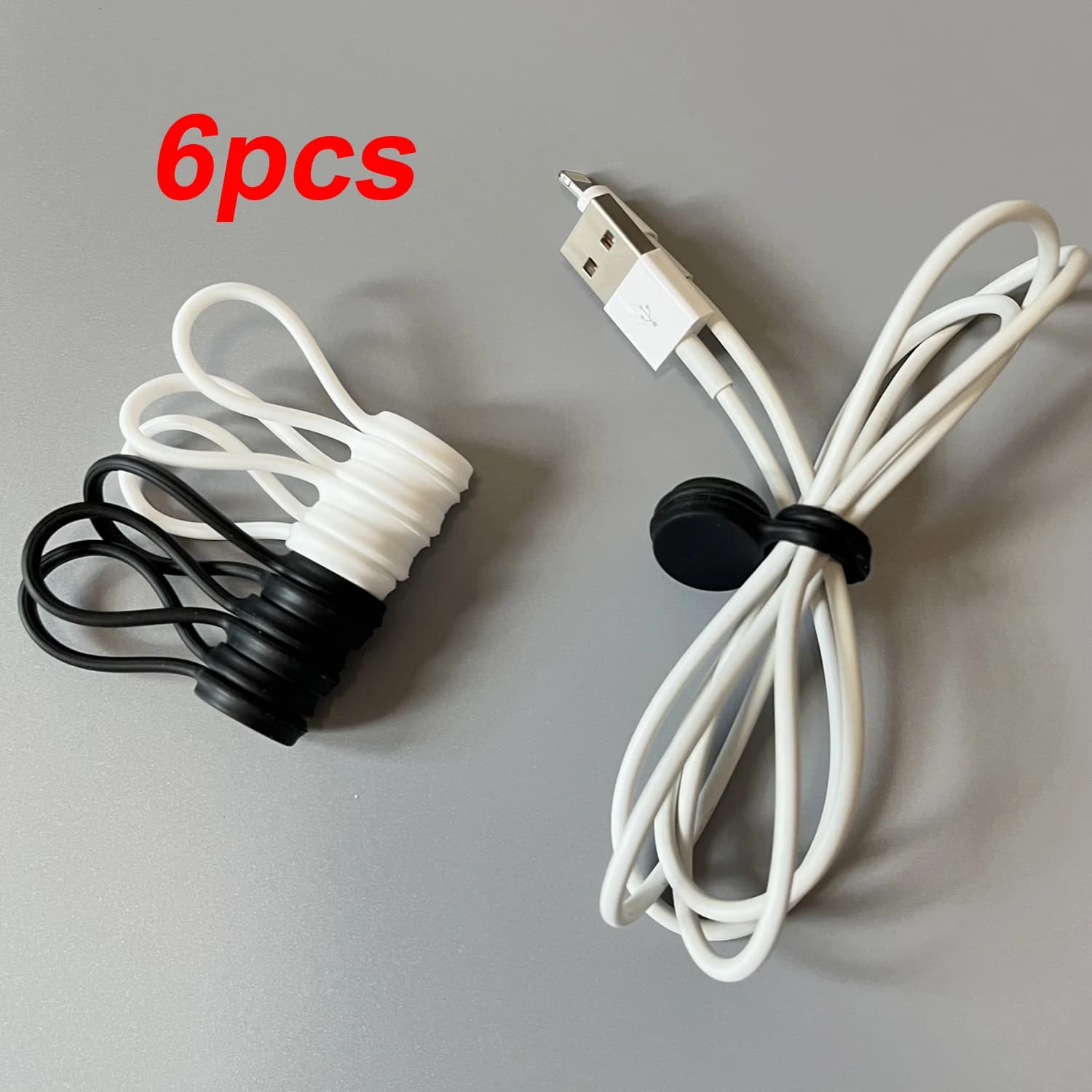 6pcs Reusable Magnetic Tie Cord Organizer Silicone Strong Magnet for Bundling Usb Charing Cable Headphone Wire Hanging Keychain