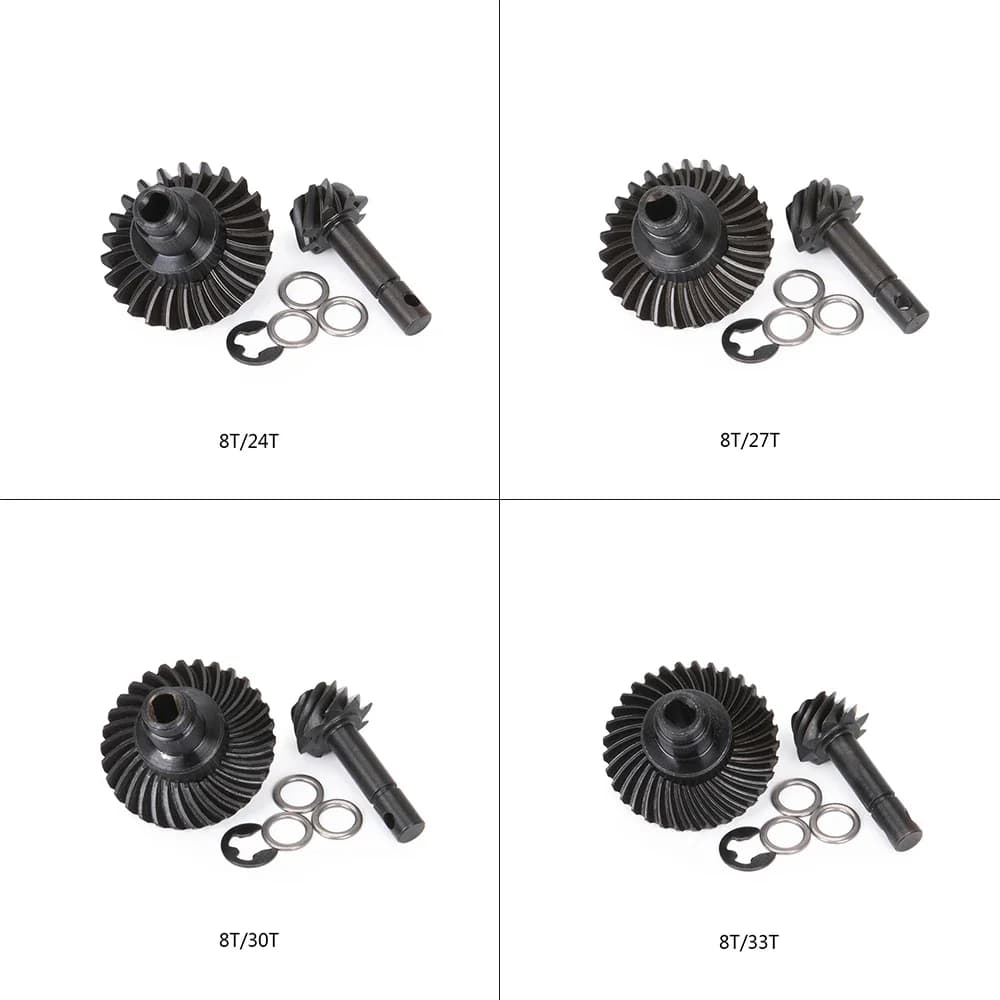 24T/27T/30T/33T Metal Hardened Steel Bevel Gear Set Upgrade Parts for 1/10 SCX10 II 90046 90047 AR44 Fimonda Portal Axle Spare