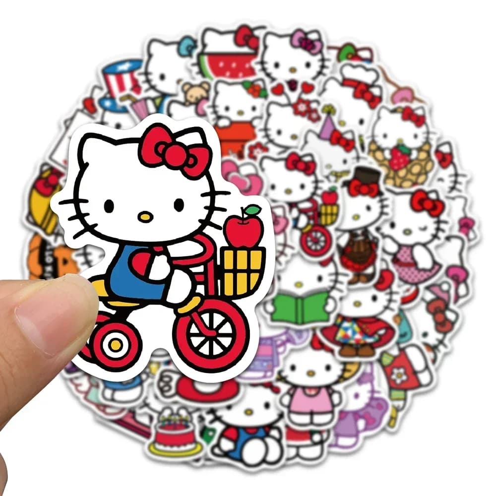 Sanrio Series Stickers Hello Kitty Kuromi Cute Decals Multi-purpose Stickers Waterproof Decorative Refrigerator Computer Sticker