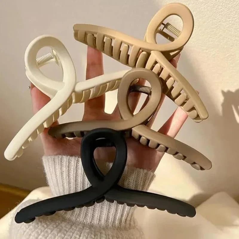 4 Pcs Large Solid Cross Matte Hair Claw Clips for Women Girls Fashion Daily Updo Accessories 13cm