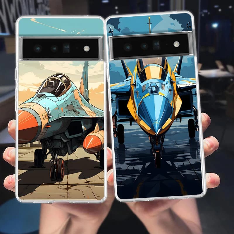 Sky Jet Fighter Phone Case Cover for Google Pixel 9 8 7 6 5 4 4XL 7A 6A 5A 4A 3A 3A XL Pro 5G Transparent Silicone Shell Capas
