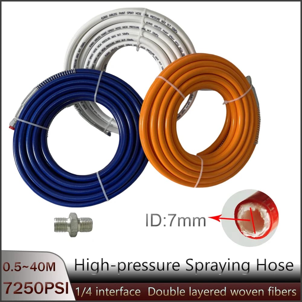 High Quality High-pressure Airless Double-layer Fiber Spraying Hose With 1/4 Interface Connector Connected to Spraying Machine
