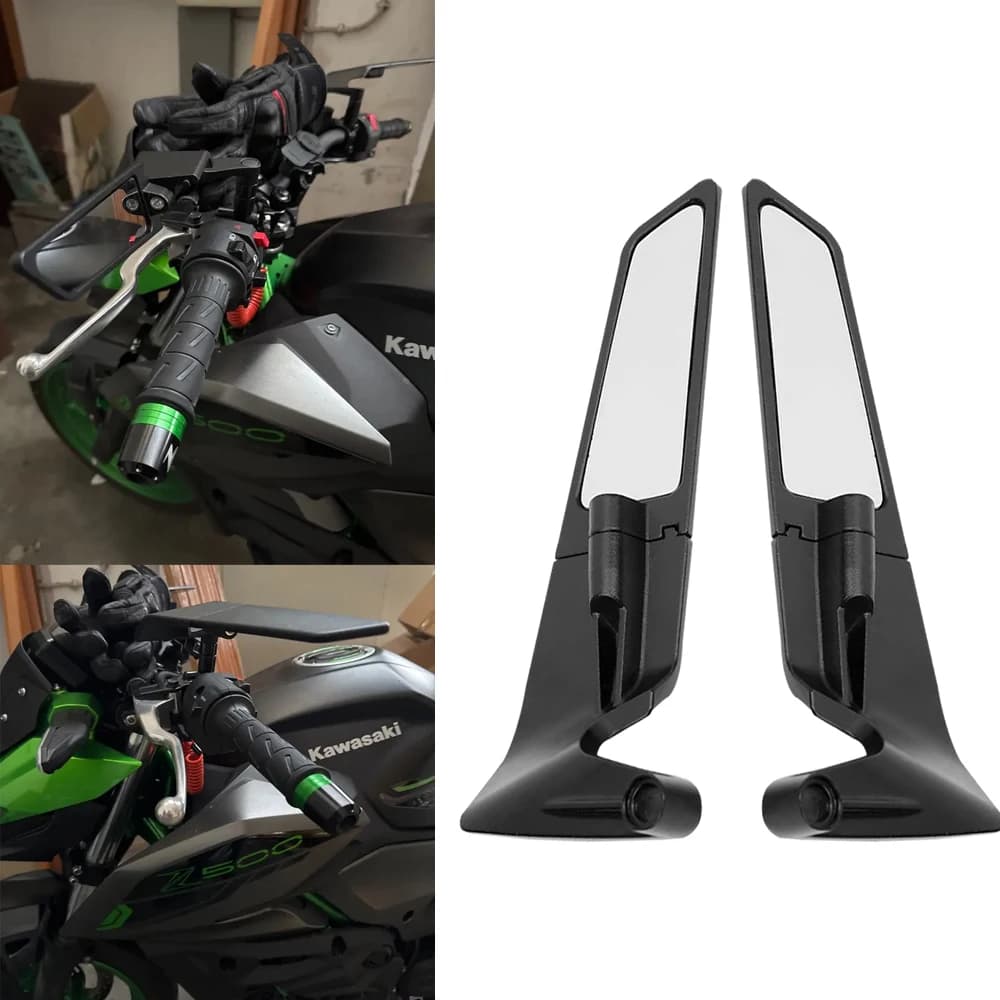 Motorcycle Side View Mirror For Kawasaki Z1000 Z900 Z800 Z750 Z650 Z400 Z300 Z250 Z125 Rearview Mirrors Kits Rotate Adjustable