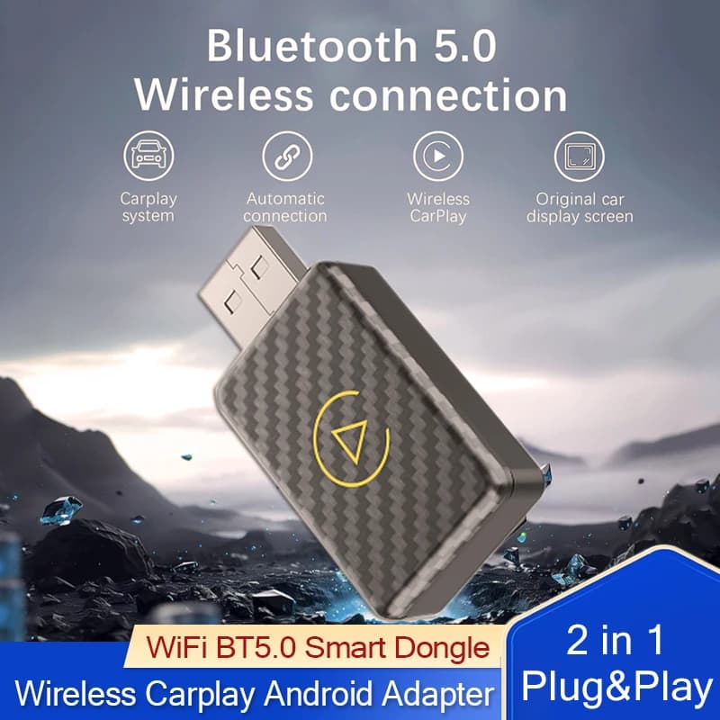 NEW Wireless CarPlay Adapter Android Auto Adapter plug WiFi BT5.0 Smart Dongle Plug Play for Wired CarPlay/Andriod Auto Cars