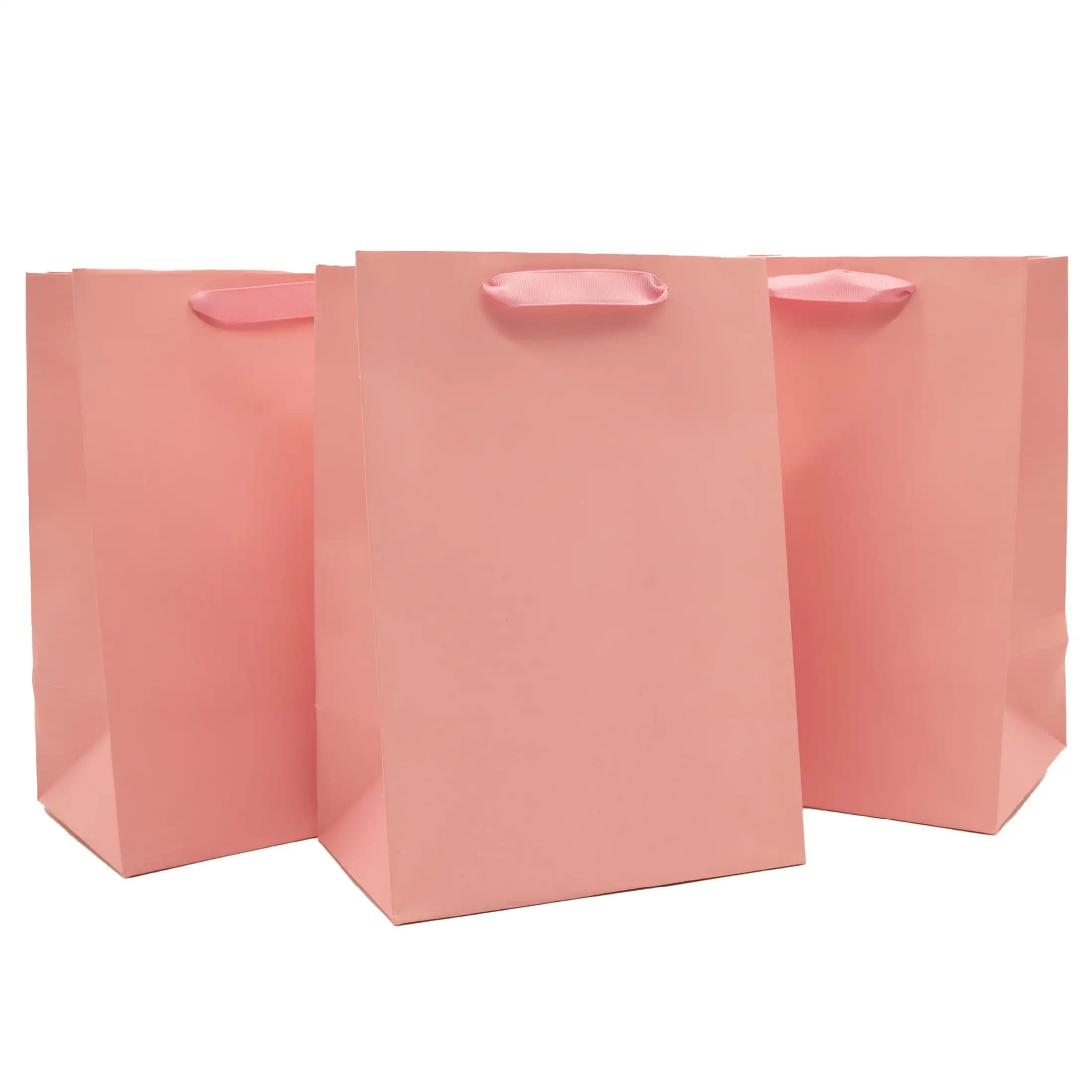 Large Pink Gift Bags, 7" x 10", 3 Count