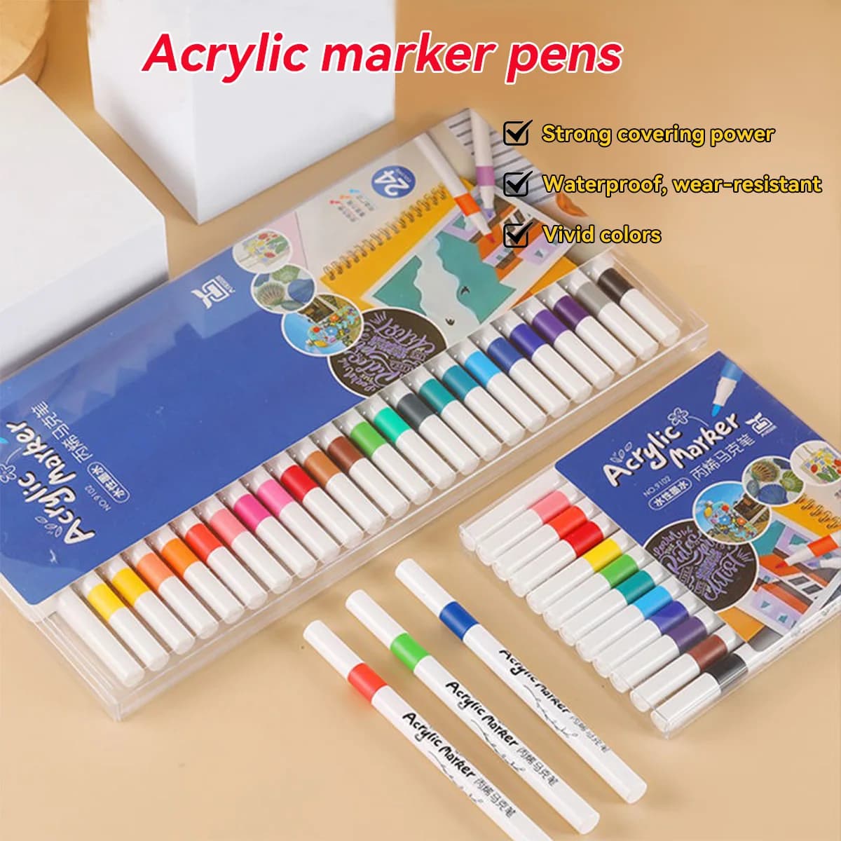 Acrylic marker pen set/12-60 colors/multi-purpose art watercolor pen/quick drying/student painting marker/stationery supplies