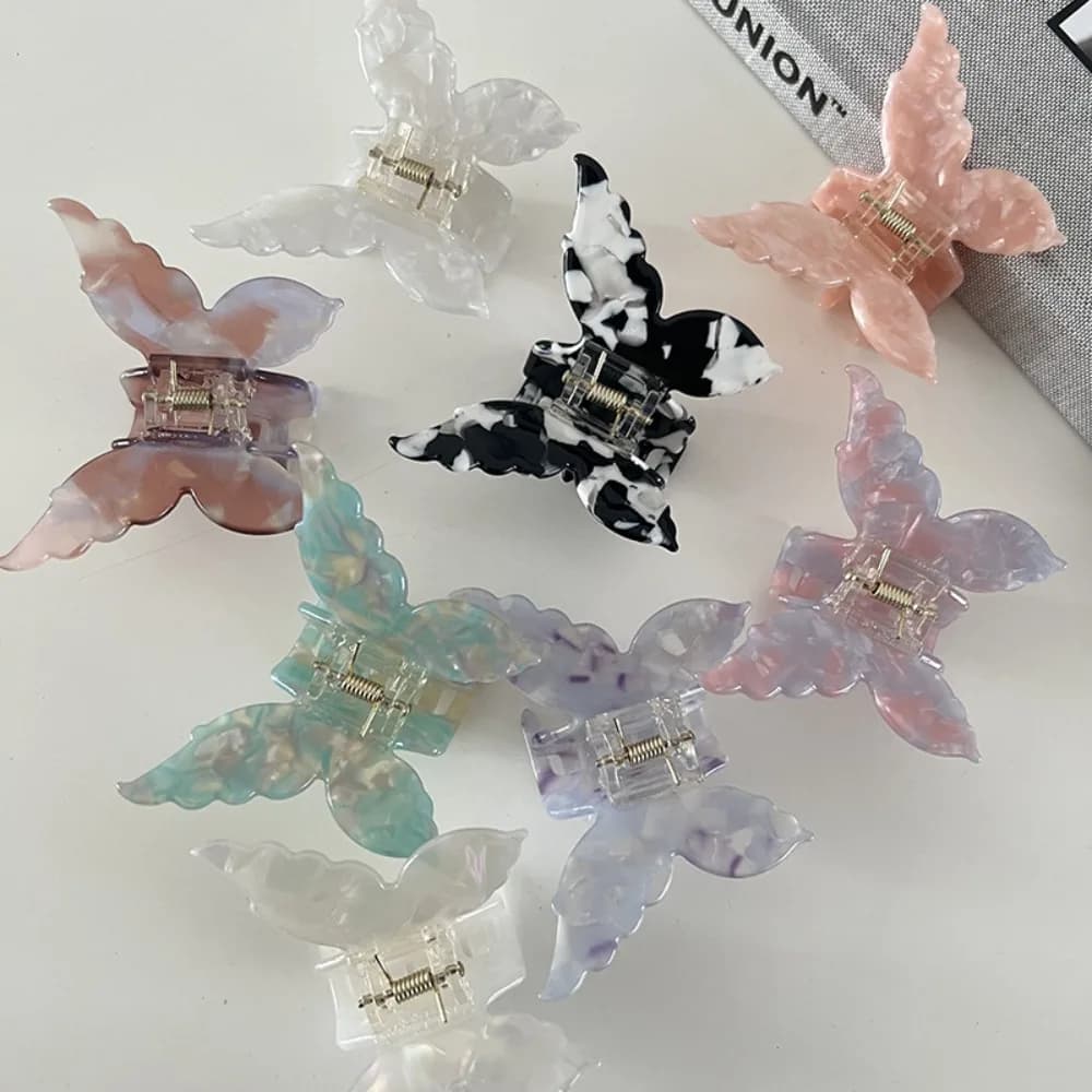Sweet Butterfly Hair Claw Fashion French Retro Acetate Fiber Hair Clip Colorful Hair Clamps