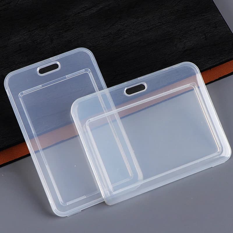 2pcs Transparent ID IC Credit Card Holder Protector Case Clear Badge Holder Working Permit Sleeve Cover for Staff Workers ID Tag