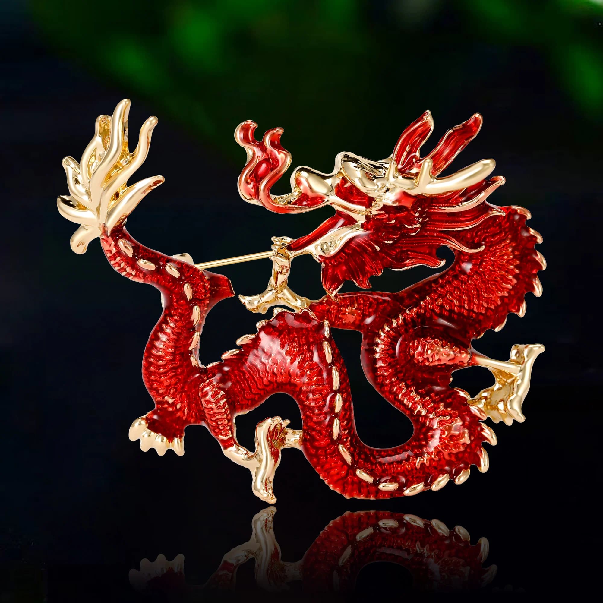 Fashion Enamel Chinese Dragon Brooches for Women Unisex Animal Pins Event Party Backpack Gifts Decoration Clothes Accessories