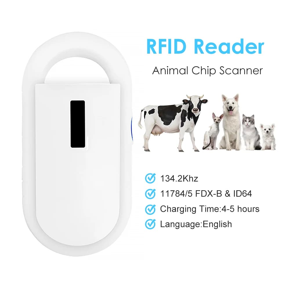 Rechargeable 134.2KHz Animal Microchip RFID Reader | PT160 Handheld Digital ID Pet Chip Scanner for Dog Cat Management