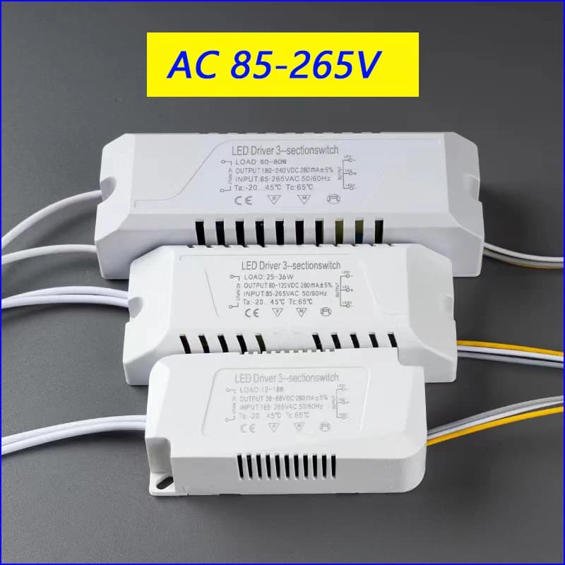 AC Input 85-265V Isolation LED driver With 3Colors LED transformer (25-36W) (36-50W)×2 for dimmable color-changeable chandelier