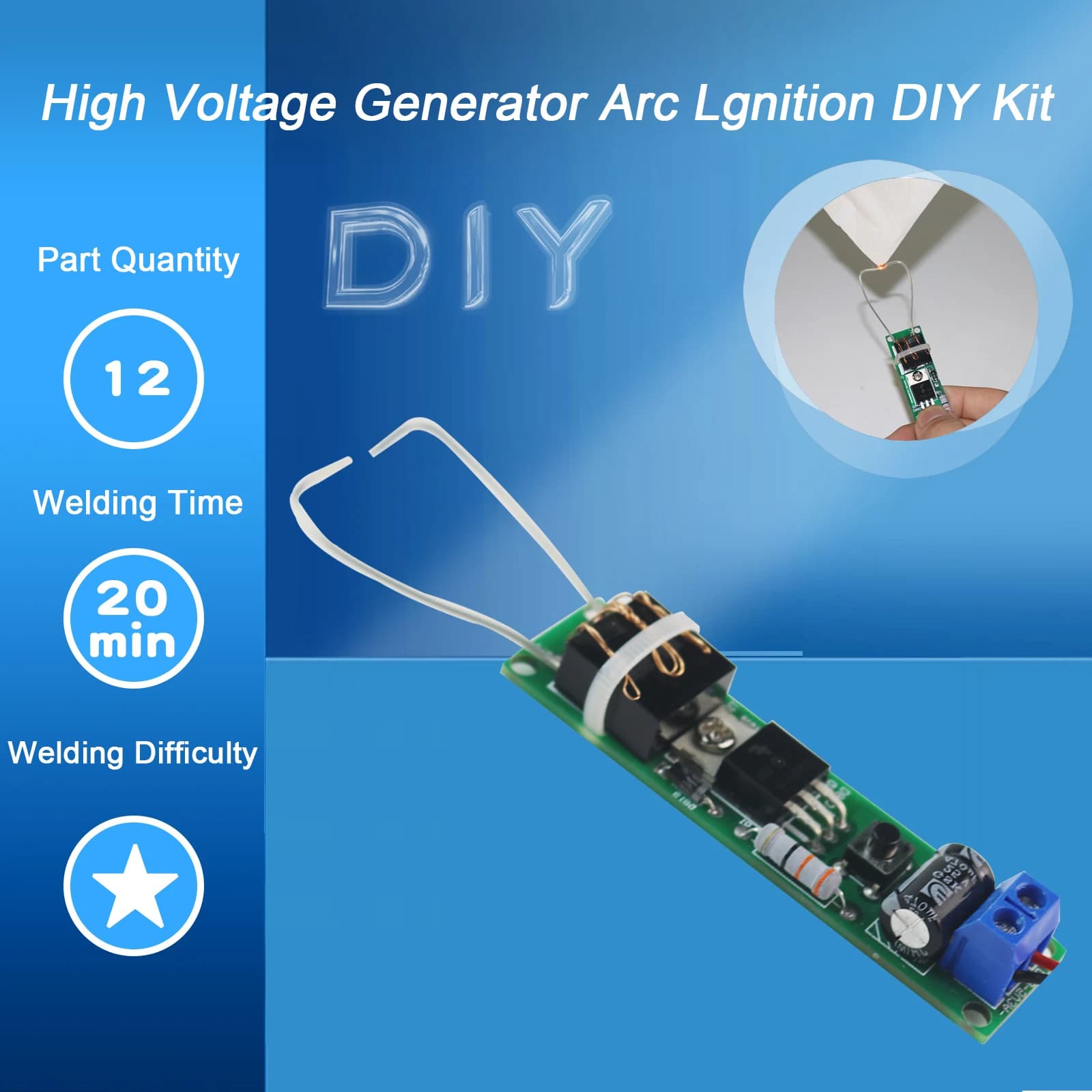 High Voltage Generator Arc Igniter DIY Kit Lighter Kit Arc Generator Kit for DIY Electronic Production Suite DC3-5V