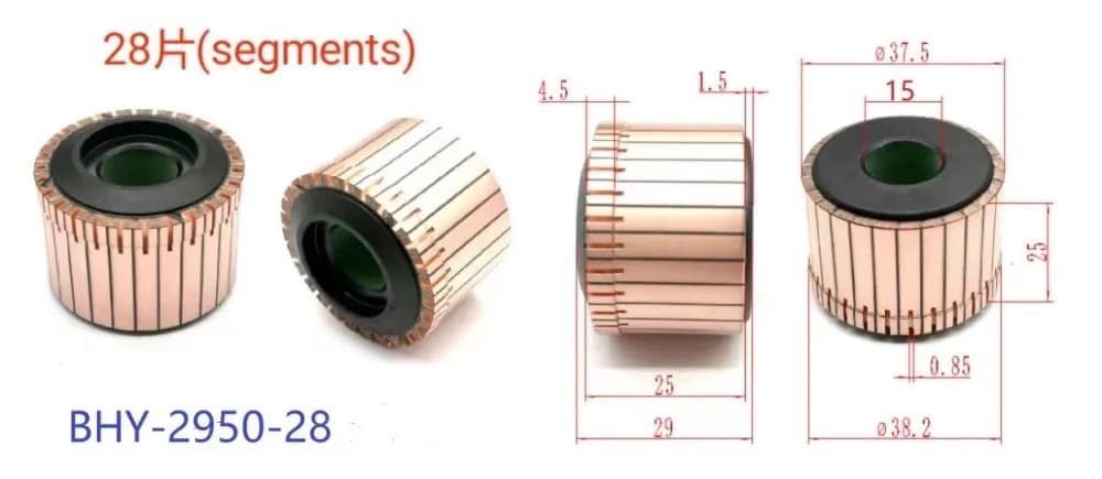 1Pc 15x37.5x25x28P Copper Bars Electric Motor Commutator BHY-2950-28
