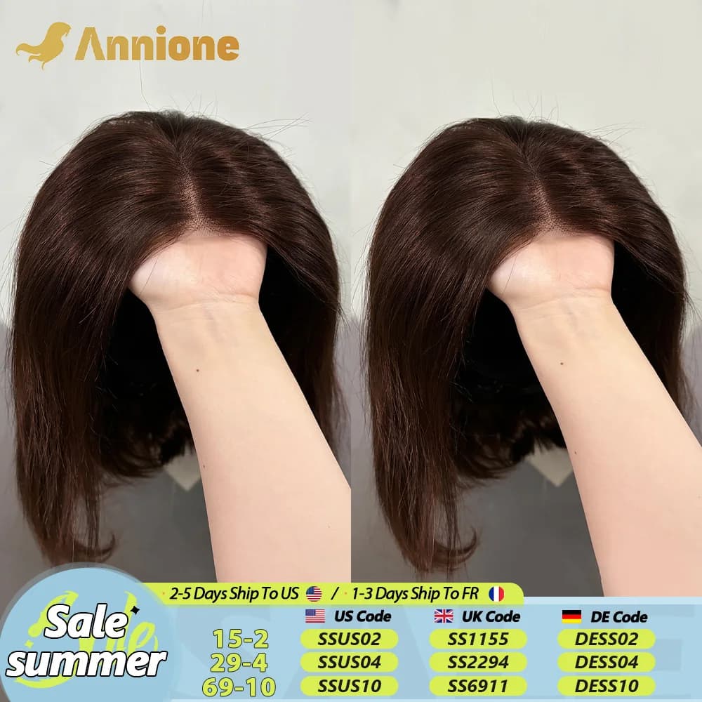 Bob Glueless Wig Human Hair Ready To Wear 4X4 Brazilian Straight Chocolate Brown Lace Front Human Hair Wig 100% Human Hair Wigs