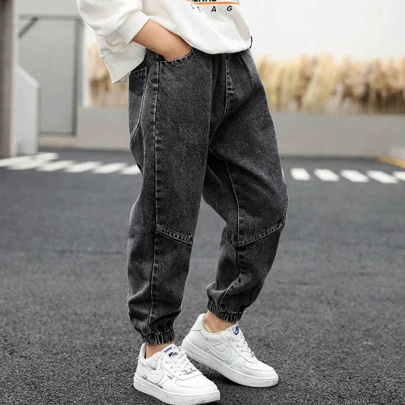 Children's Clothing Casual Jeans For Boy Pants Denim Cotton Autumn Winter Elastic Waist Jeans Kids Casual Pants 4 6 8 10 12 Year