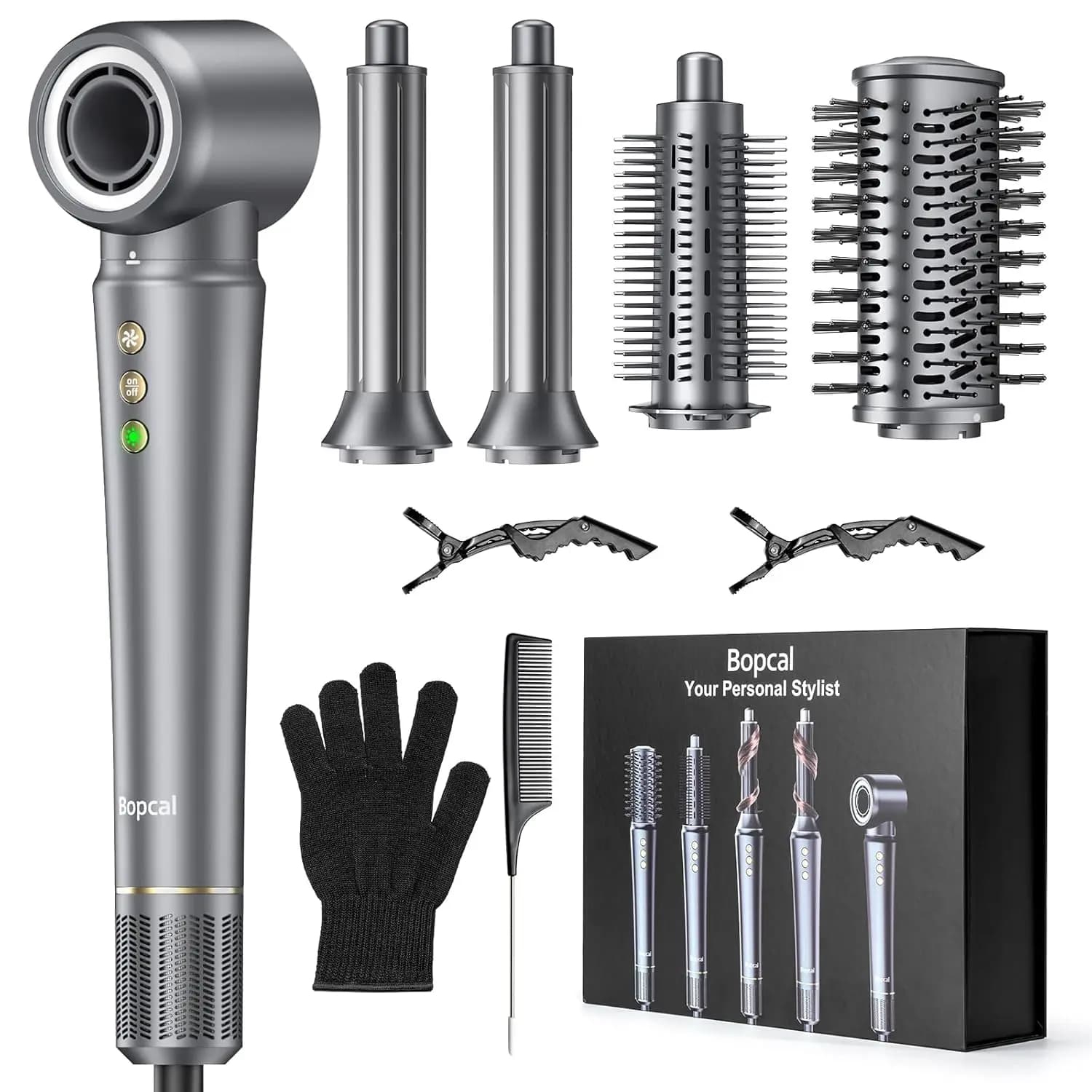 5 in 1 Hair Dryer,Multi Styling Tool,Straightener & 32mm Curling 300 Million Negative Ions Hair Care 1-3 Mins Quick Drying Gifts
