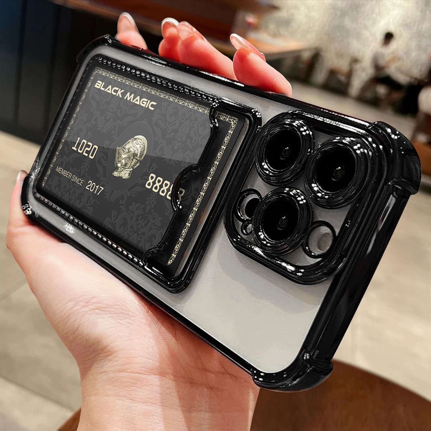 Luxury Plating Transparent Wallet Card Holder Phone Case For iPhone 15 14 13 12 11 Pro Max Plus Card Slot Shockproof Soft Cover