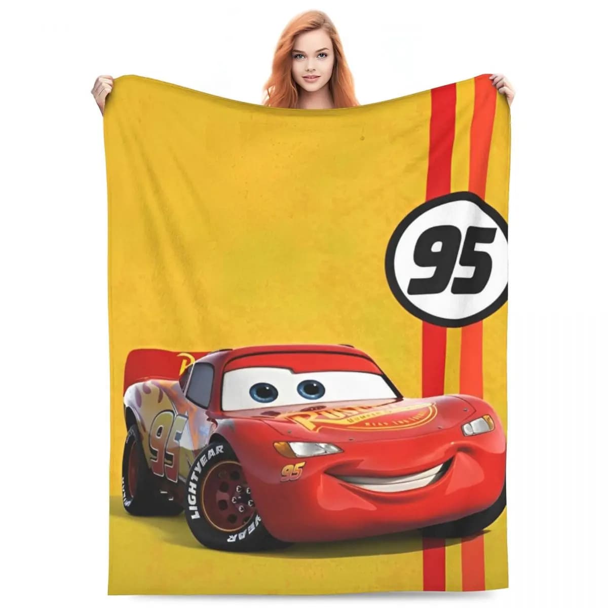 Pixar Lightning McQueen Cars Cartoon Blanket Warm Graphic Plush Throw Blanket For Bedroom Travel Office Flannel Bedspread