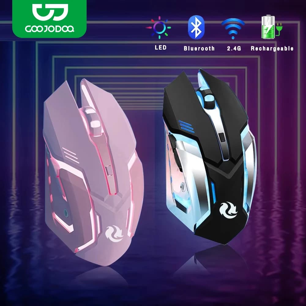 Gaming Mouse Rechargeable 2.4GWireless Bluetooth Mouse Mute Ergonomic Mouse for Computer Laptop LED Backlit Mice for IOS Android