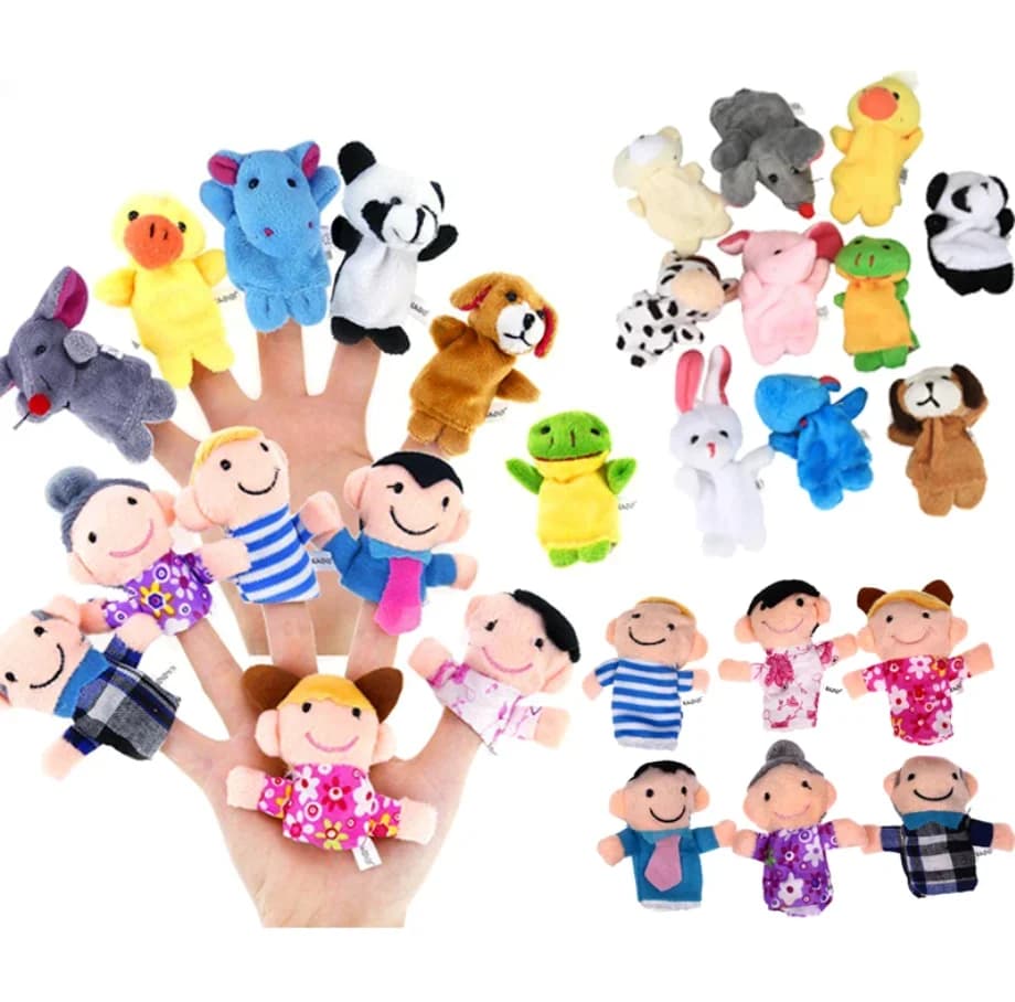 Hand Finger Puppets Plush Set Finger Toys Puppets Family Animal Dolls Cartoon Child Baby Talking Story Finger Puppet Toy